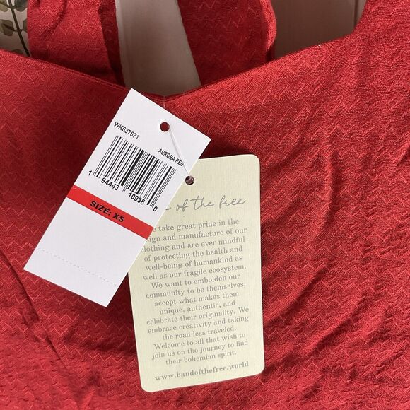 Band of the Free Josette Aurora Red Puff Sleeve Dress, Size XS NWT - Picture 16 of 16